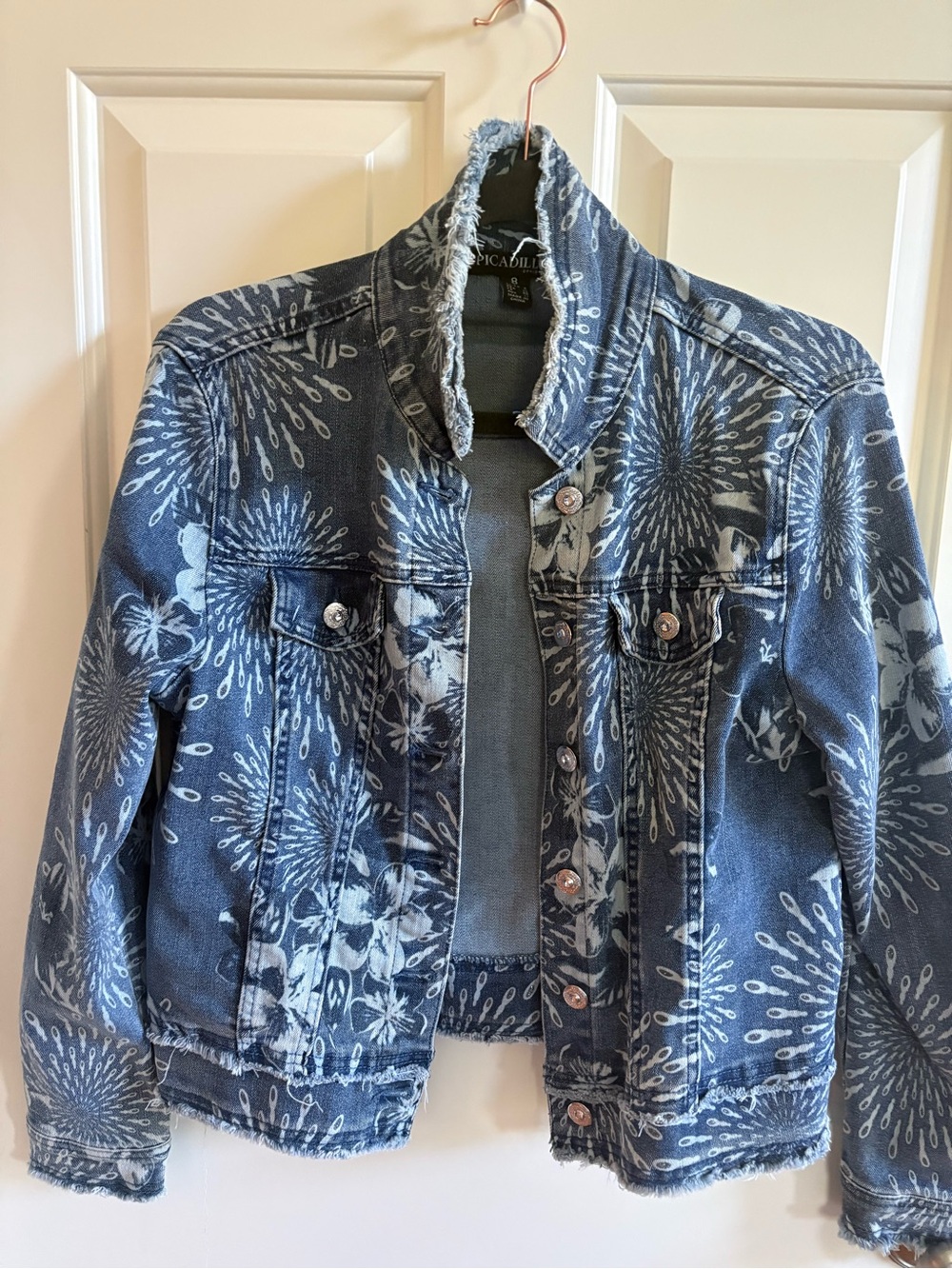 Piccadilly Canada Blue Floral Print Denim Jacket